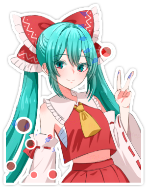 Miku in Reimu Hakurei's outfit