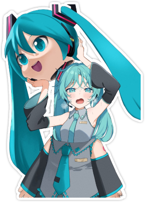 Miku getting out of a Miku-dayo outfit